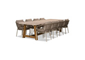 Velora/Dakota beige/wit dining tuinset | 8 personen | travertin + touw | 300cm