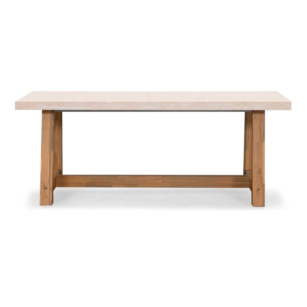 Velora/Rico zand dining tuinset | 4 personen | travertin + aluminium | 200cm