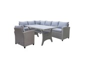 Stockholm dining loungeset met stoel 7 personen | wicker | grijs | 4-delig - 245x169cm