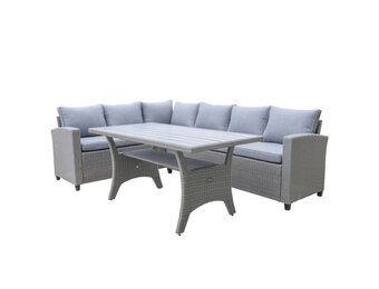 Stockholm dining loungeset 6 personen | wicker | grijs | 3-delig - 245x169cm