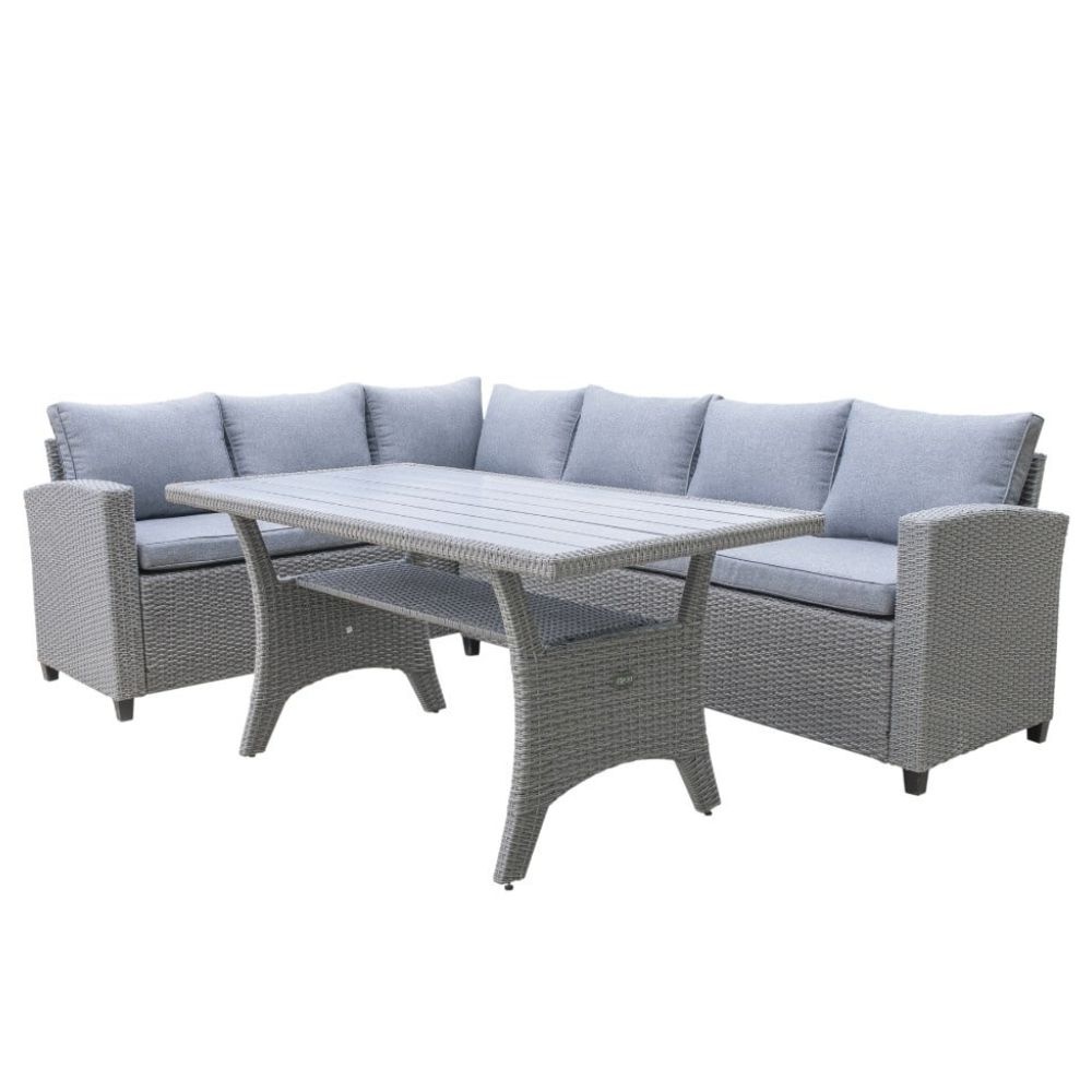 Stockholm dining loungeset 6 personen | wicker | grijs | 3-delig - 245x169cm