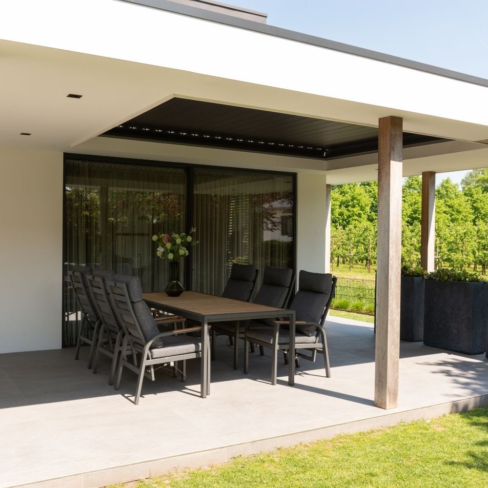 Annecy antraciet dining tuinset | 6 personen | teakhout + aluminium | 227cm