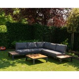 Barcelona hoek loungeset 5 personen | aluminium + polywood | antraciet/Light Teaklook | 4-delig - 270x270cm