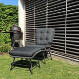 Dex loungestoel tuin met voetenbank | touw + aluminium | Lava Grey