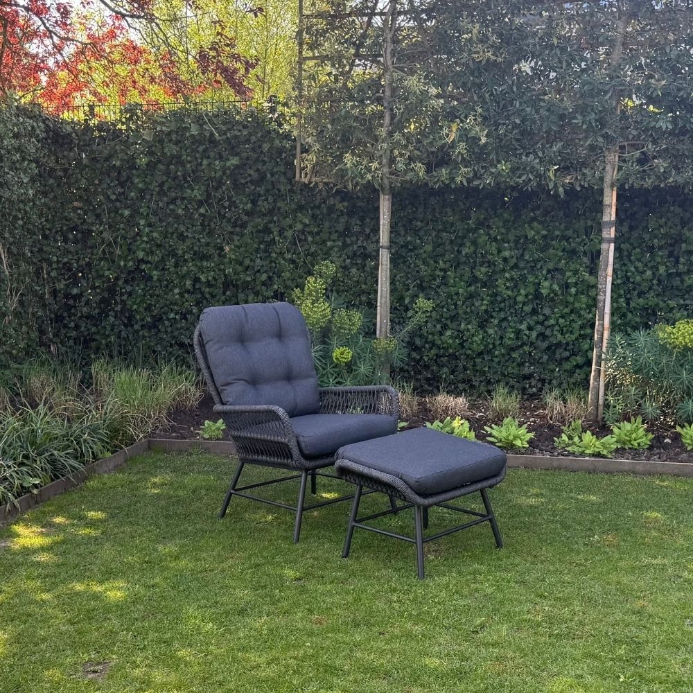 Dex loungestoel tuin | touw + aluminium | Lava Grey