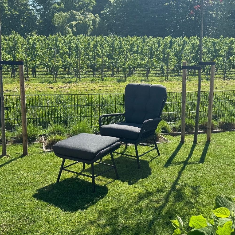 Dex loungestoel tuin | touw + aluminium | Lava Grey