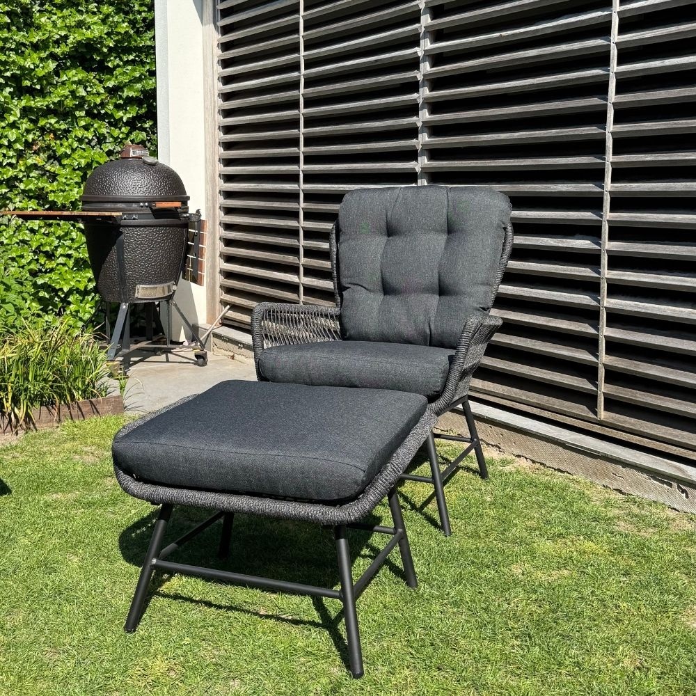 Dex loungestoel tuin | touw + aluminium | Lava Grey
