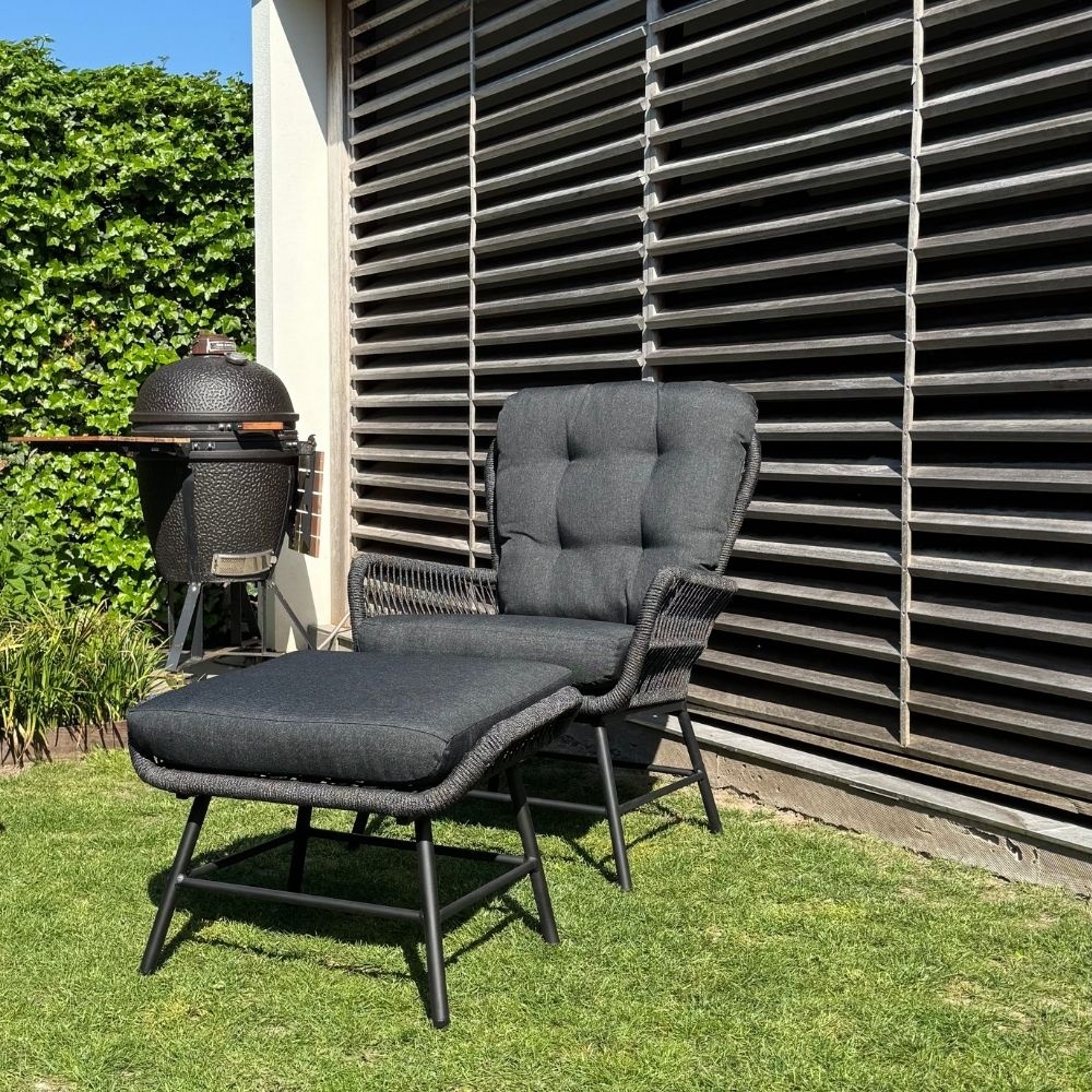 Dex loungestoel tuin | touw + aluminium | Lava Grey