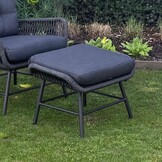 Dex loungestoel tuin met voetenbank | touw + aluminium | Lava Grey