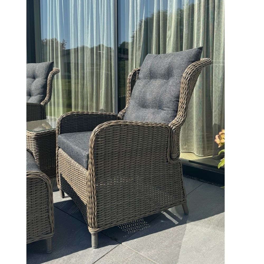 Glasgow loungestoel tuin met voetenbank | wicker + aluminium | Ash Grey