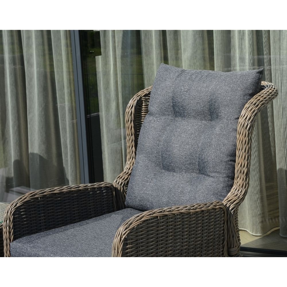 Glasgow loungestoel tuin met voetenbank | wicker + aluminium | Ash Grey
