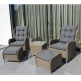 Glasgow loungestoel tuin set van 2 | wicker + aluminium | Ash Grey