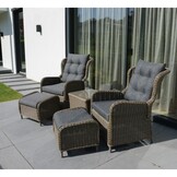 Glasgow lounge balkonset - verstelbaar 2 personen | wicker + aluminium | Ash Grey | 4-delig