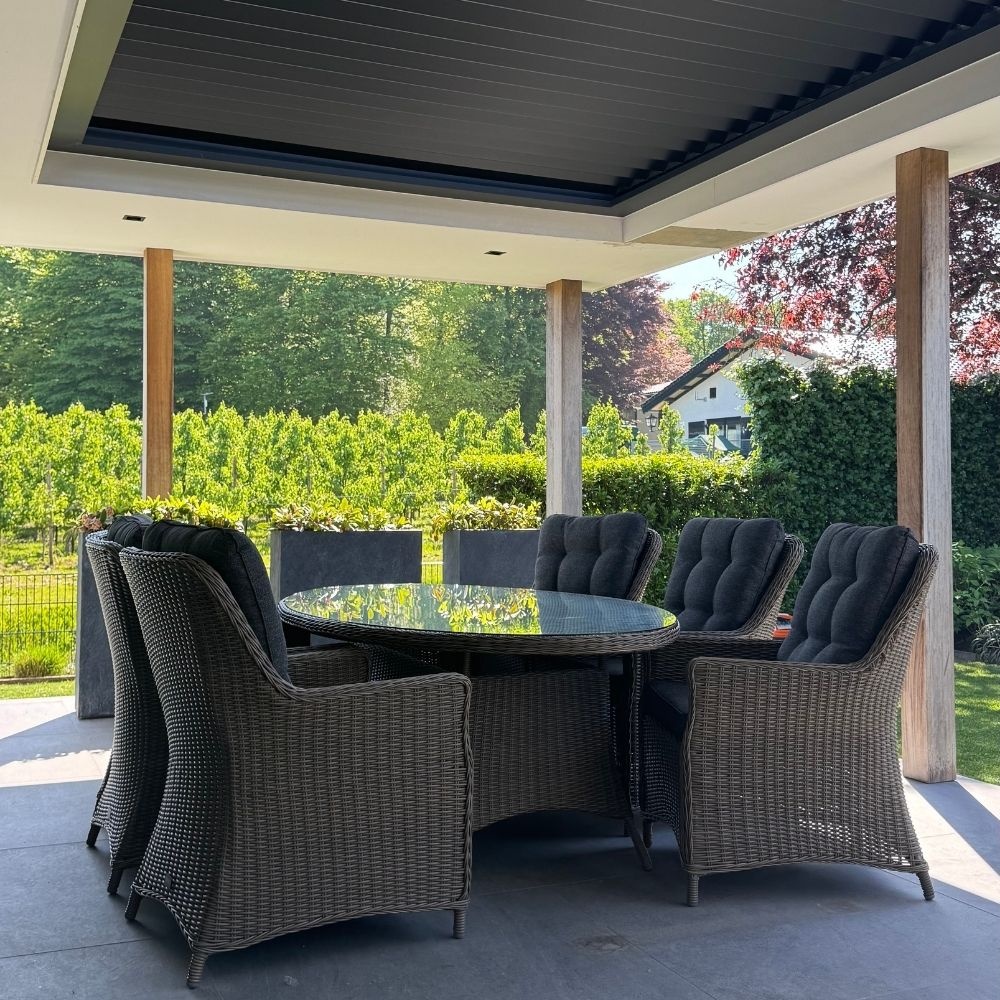 Madrid dining tuinstoel set van 8 | wicker | Ash Grey