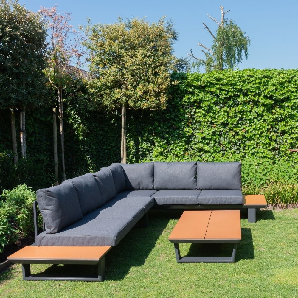 Nevada hoek loungeset 6 personen | aluminium + polywood | antraciet | 3-delig - 305x228cm