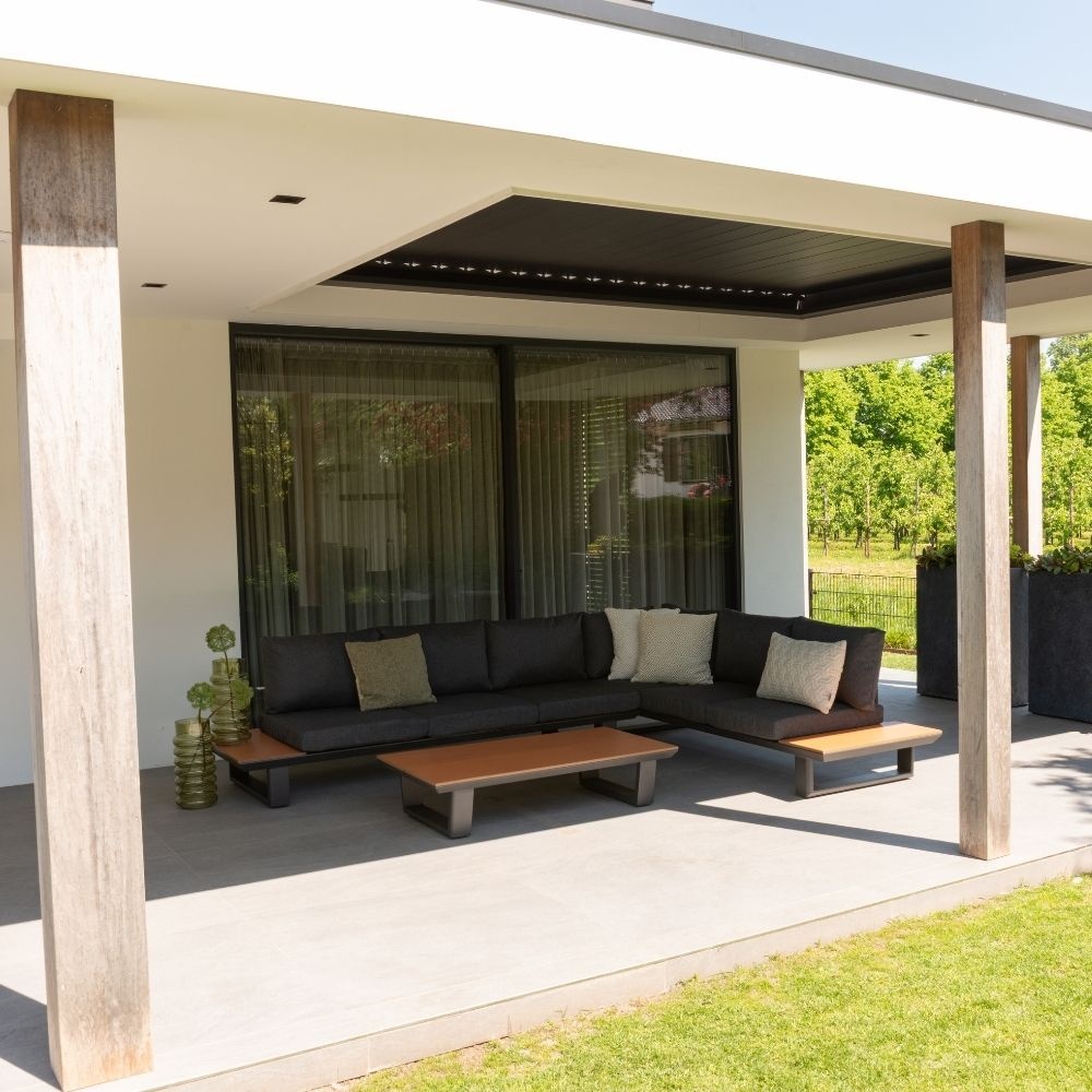 Nevada hoek loungeset 6 personen | aluminium + polywood | antraciet | 3-delig - 305x228cm