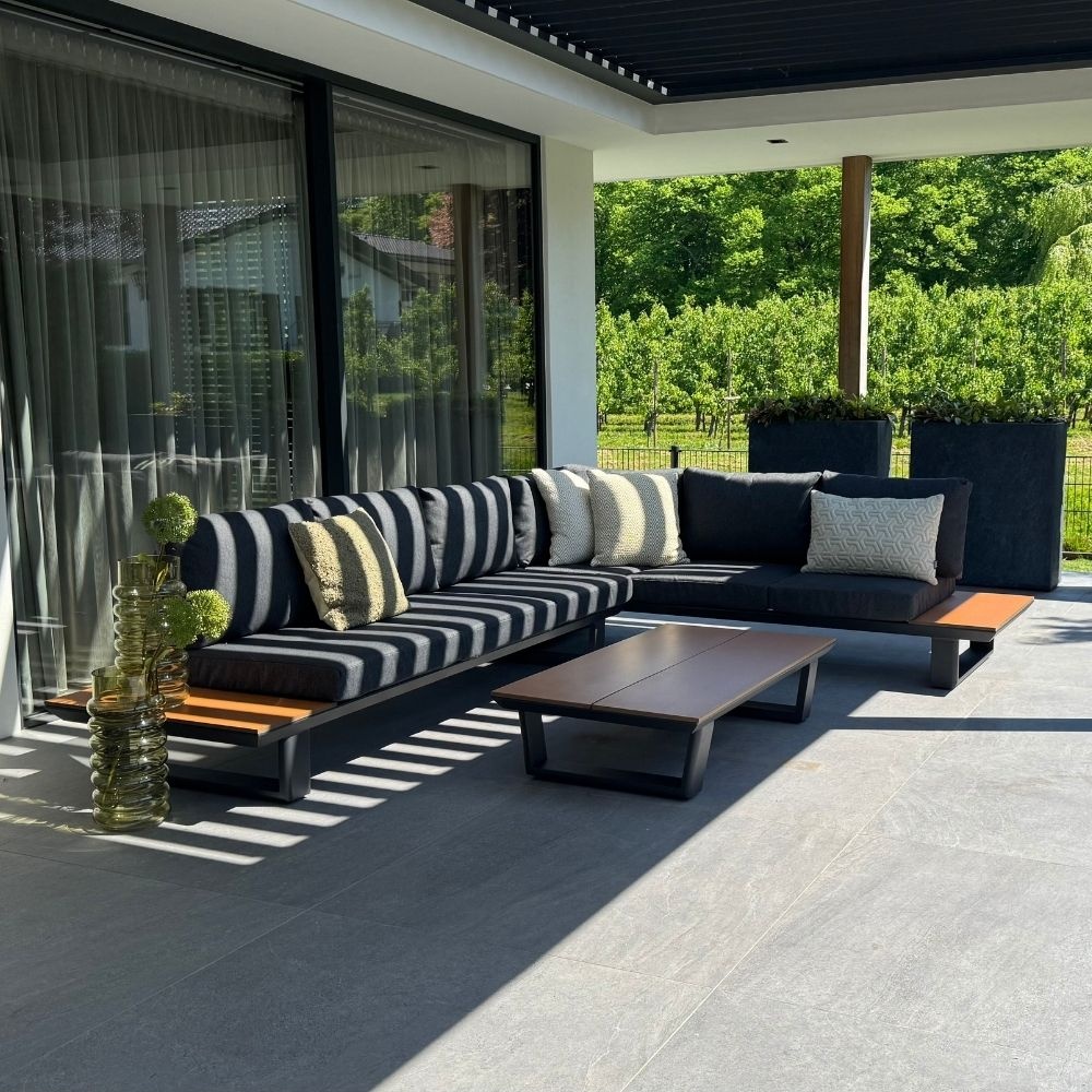 Nevada hoek loungeset 6 personen | aluminium + polywood | antraciet | 3-delig - 305x228cm