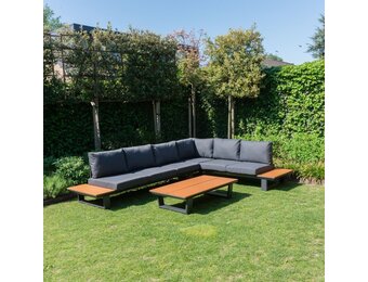 Nevada hoek loungeset 6 personen | aluminium + polywood | antraciet | 3-delig - 305x228cm