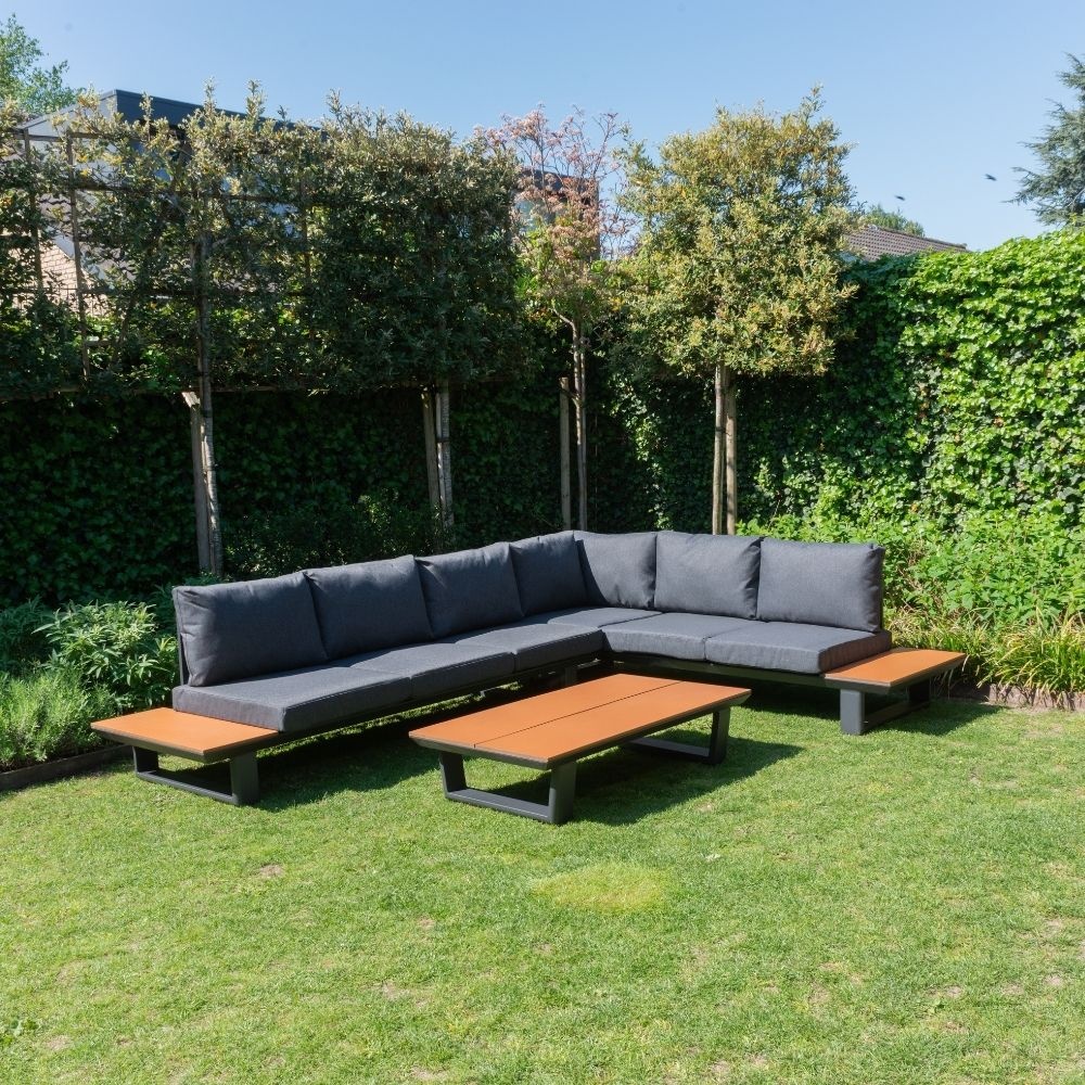 Nevada hoek loungeset 6 personen | aluminium + polywood | antraciet | 3-delig - 305x228cm