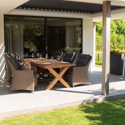 Riga/Madrid Ash Grey dining tuinset | 6 personen | teakhout + wicker | 250cm