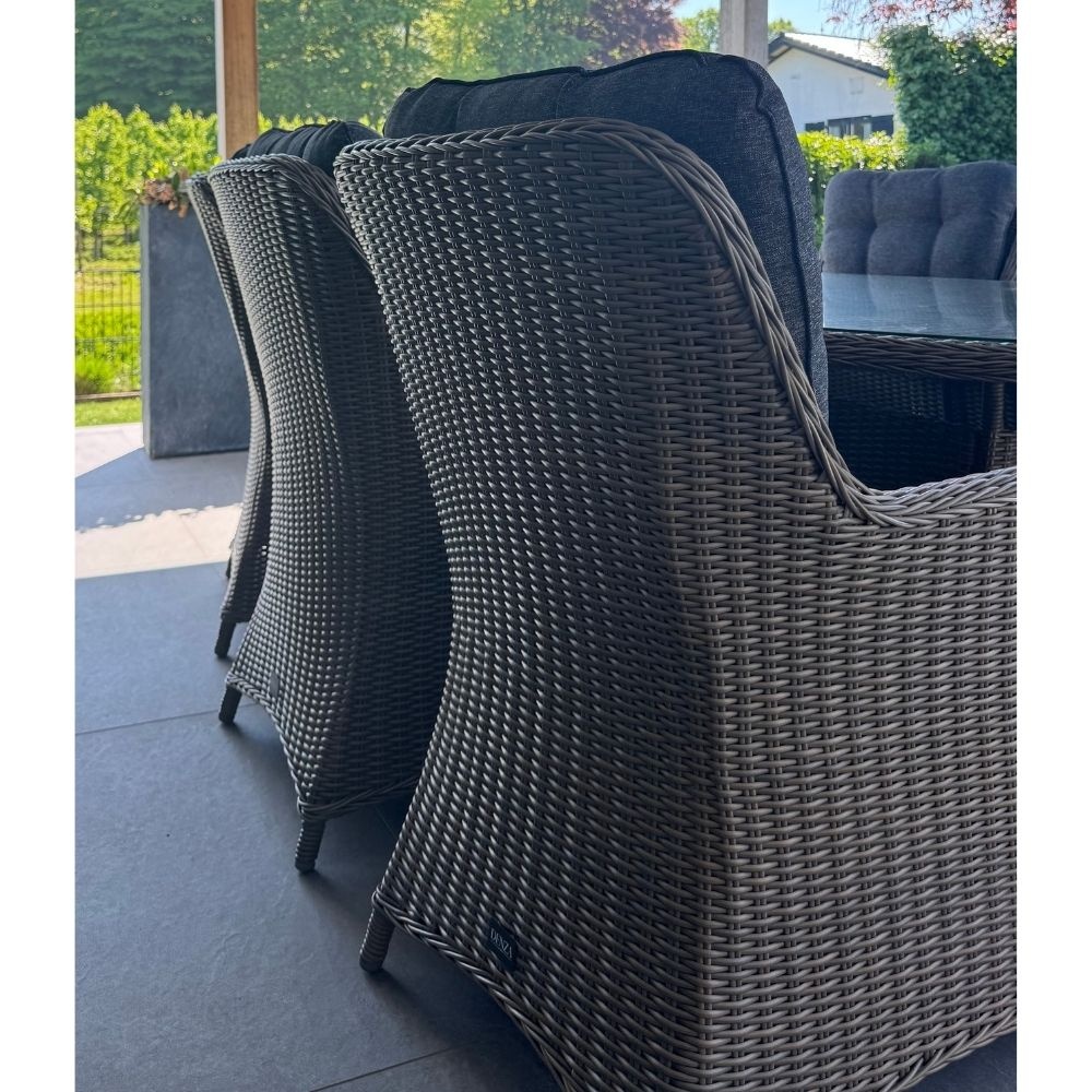 Riga/Madrid Ash Grey dining tuinset | 6 personen | teakhout + wicker | 250cm