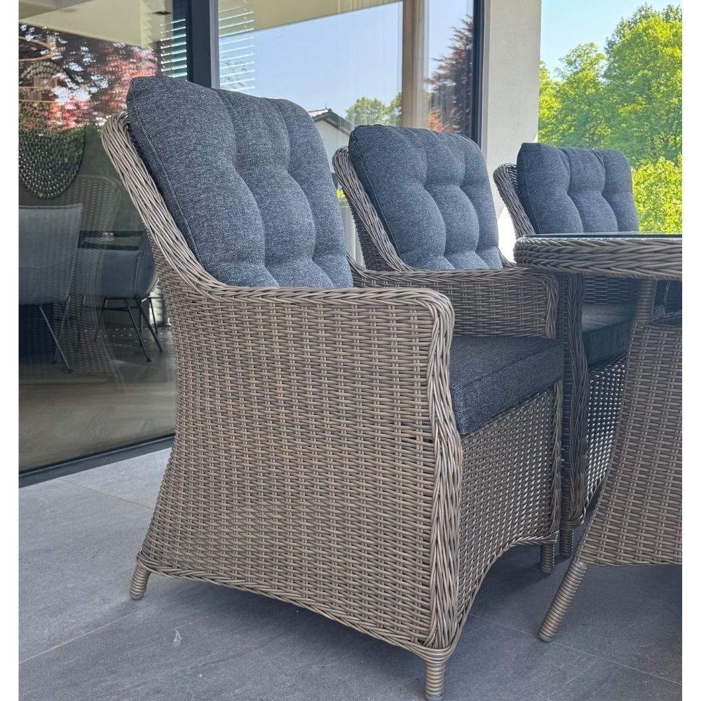 Riga/Madrid Ash Grey dining tuinset | 6 personen | teakhout + wicker | 250cm