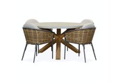 Nancy/Lucca dining tuinset | 4 personen | betonlook + wicker | 135cm rond
