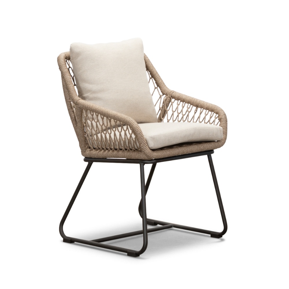 Nancy/Portofino Sahara Dust dining tuinset 5-delig | betonlook + touw | 135cm rond