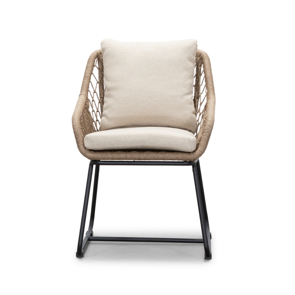 Nancy/Portofino Sahara Dust dining tuinset 5-delig | betonlook + touw | 135cm rond