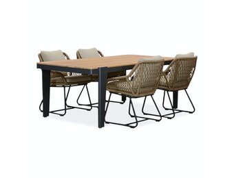 Vigo/Portofino Sahara Dust dining tuinset | 4 personen | teakhout + touw | 200cm