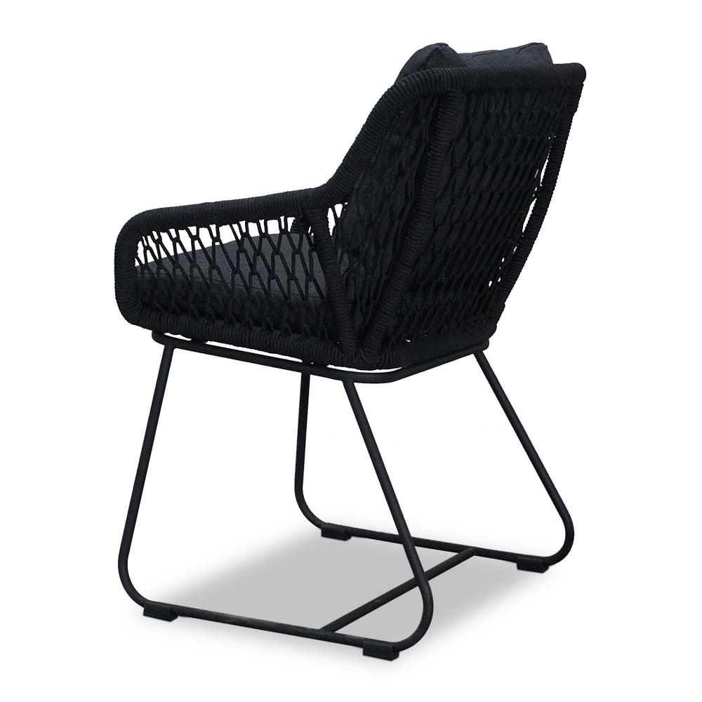 Vigo/Portofino zwart dining tuinset 5-delig | teakhout + touw | 200cm