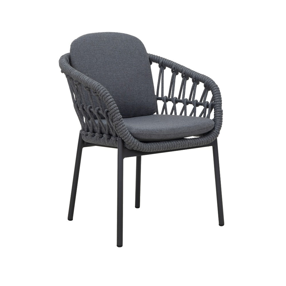 Riga/Kos antraciet dining tuinset 7-delig | teakhout + touw | 250cm