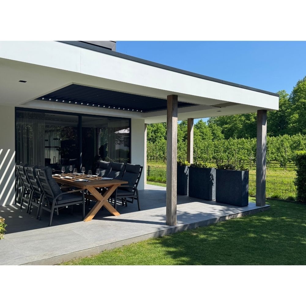 Riga/Annecy antraciet dining tuinset 7-delig | teakhout + aluminium | 250cm
