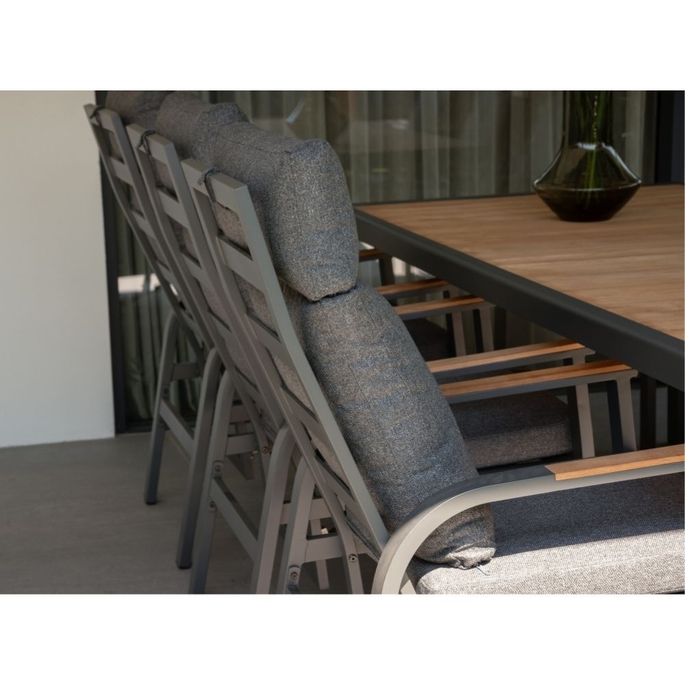 Riga/Annecy antraciet dining tuinset 7-delig | teakhout + aluminium | 250cm
