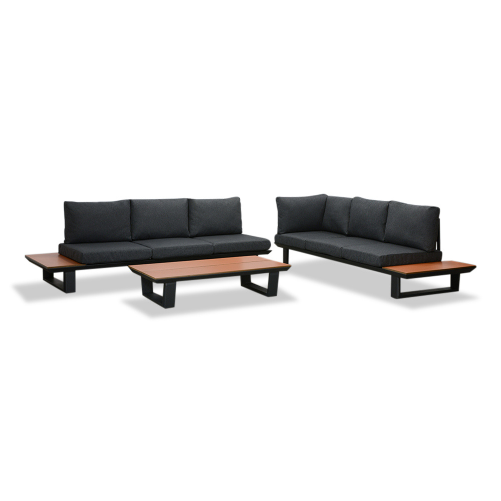 Nevada hoek loungeset 6 personen | aluminium + polywood | antraciet | 3-delig - 305x228cm