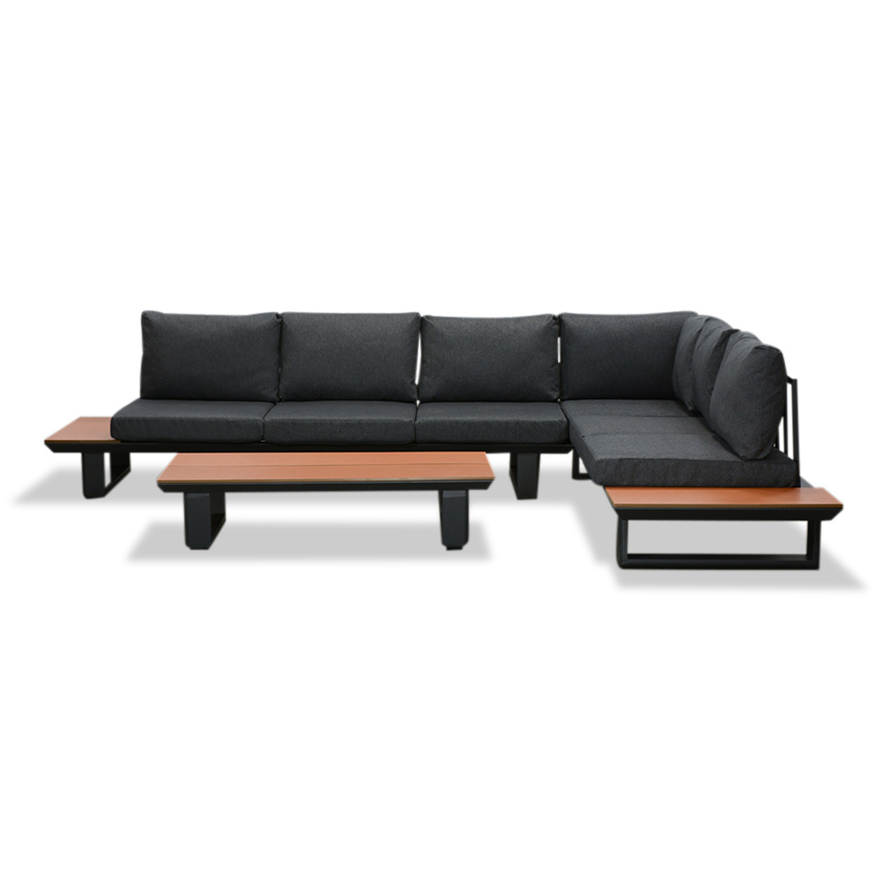 Nevada hoek loungeset 6 personen | aluminium + polywood | antraciet | 3-delig - 305x228cm afbeelding