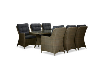 Madrid  Ash Grey dining tuinset | 6 personen | wicker | 200cm ovaal