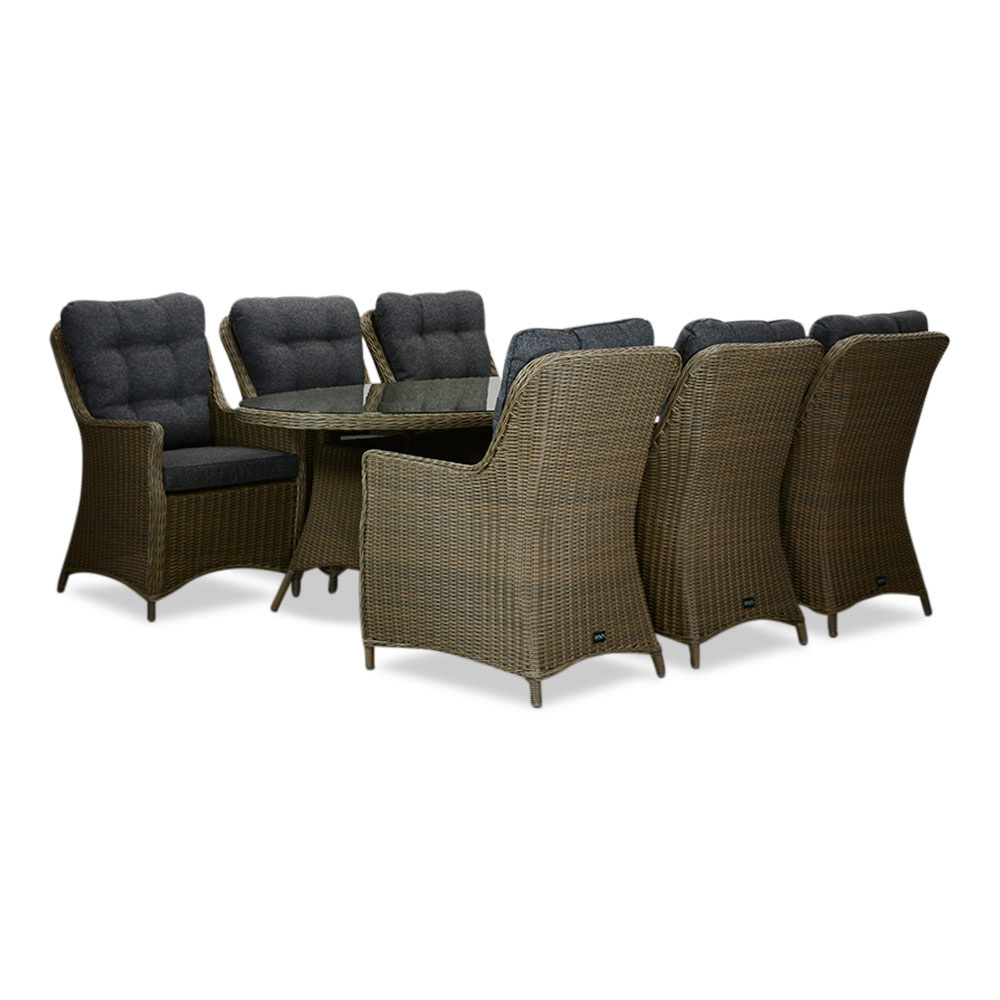 Madrid  Ash Grey dining tuinset | 6 personen | wicker | 200cm ovaal