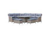 Arizona dining loungeset 7 personen | wicker + aluminium | Ash Grey | 6-delig - 245x245cm
