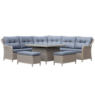 Arizona dining loungeset 7 personen | wicker + aluminium | Ash Grey | 6-delig - 245x245cm