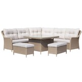 Arizona dining loungeset 7 personen | wicker + aluminium | Royal Sand | 6-delig - 245x245cm