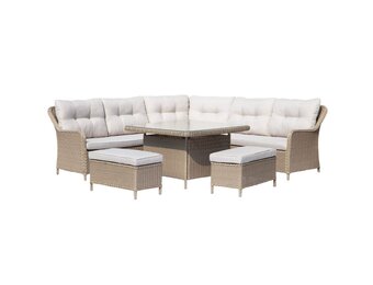 Arizona dining loungeset 7 personen | wicker + aluminium | Royal Sand | 6-delig - 245x245cm
