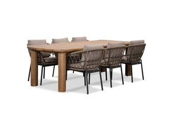 Laredo/Dakota beige/antraciet dining tuinset | 6 personen | hardhout + touw | 255cm