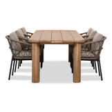 Laredo/Dakota beige/antraciet dining tuinset | 6 personen | hardhout + touw | 255cm
