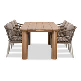 Laredo/Dakota beige/wit dining tuinset | 6 personen | hardhout + touw | 255cm