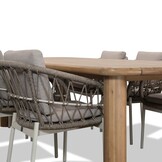 Laredo/Dakota beige/wit dining tuinset | 6 personen | hardhout + touw | 255cm