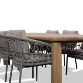 Laredo/Dakota beige dining tuinset | 6 personen | hardhout + touw | 255cm