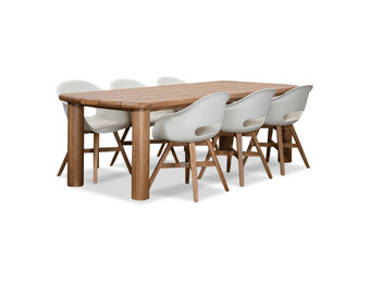 Laredo/Karlstad wit dining tuinset | 6 personen | hardhout + kunststof | 255cm