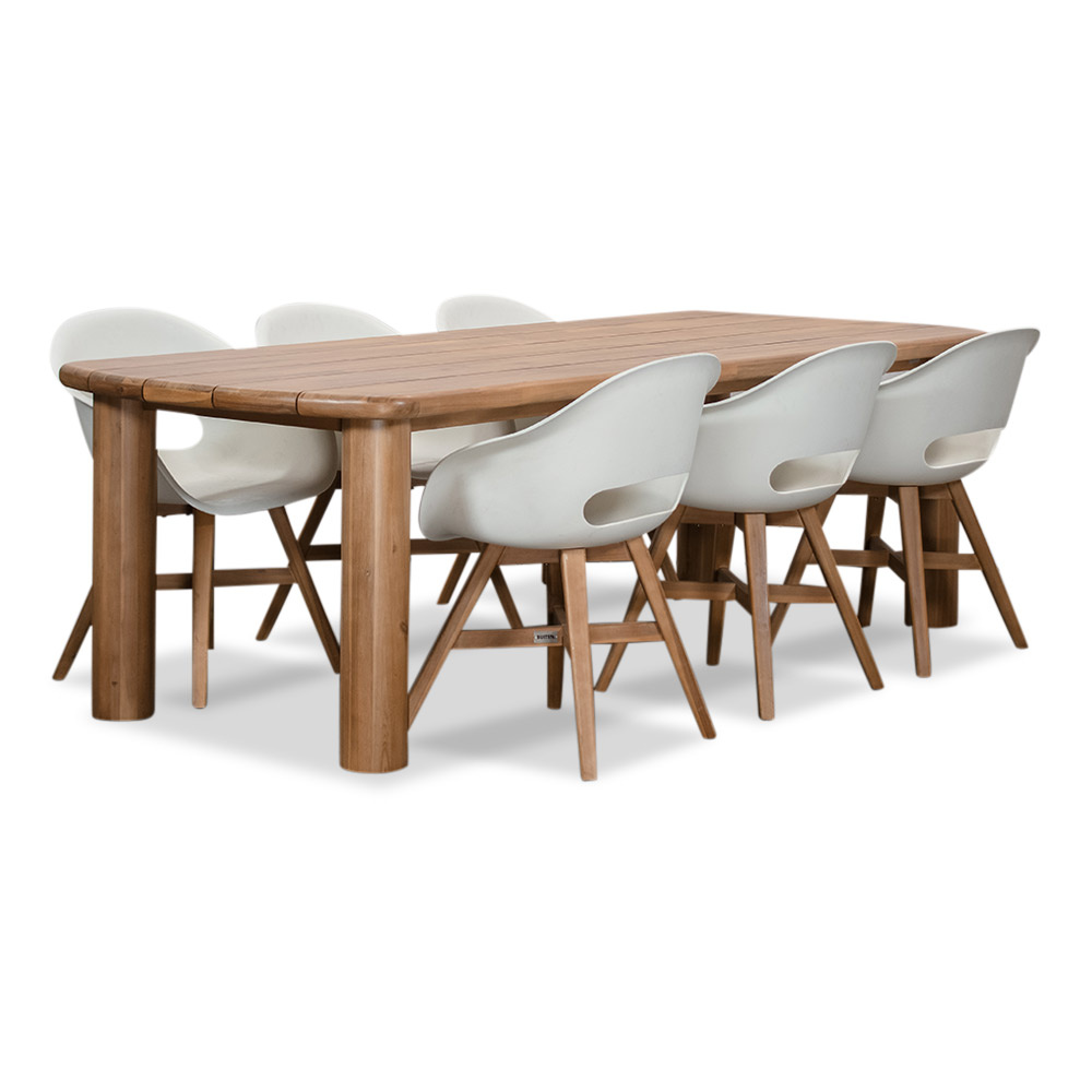 Laredo/Karlstad wit dining tuinset | 6 personen | hardhout + kunststof | 255cm afbeelding