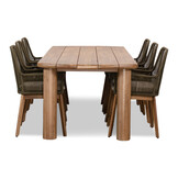 Laredo/Padua olijfgroen dining tuinset | 6 personen | hardhout + touw | 255cm